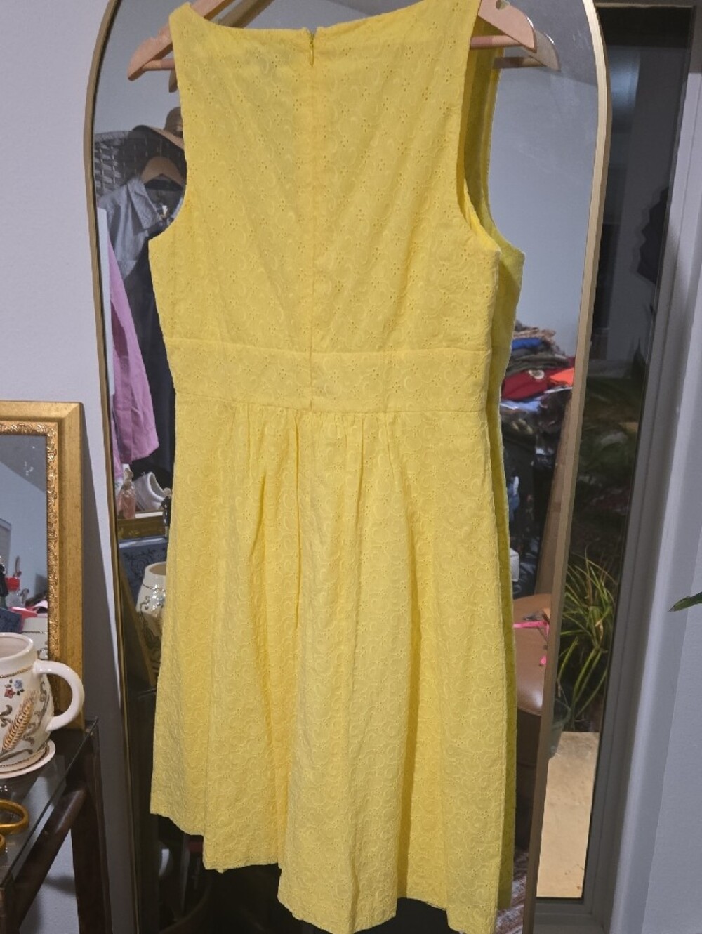 Chaps Eyelet Midi Dress โ Butter Yellow โ Like New - Picture 5 of 10